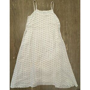 CP SHADES LIA linen silk white Lined pattern midi dress XS Quiet Luxury Boho